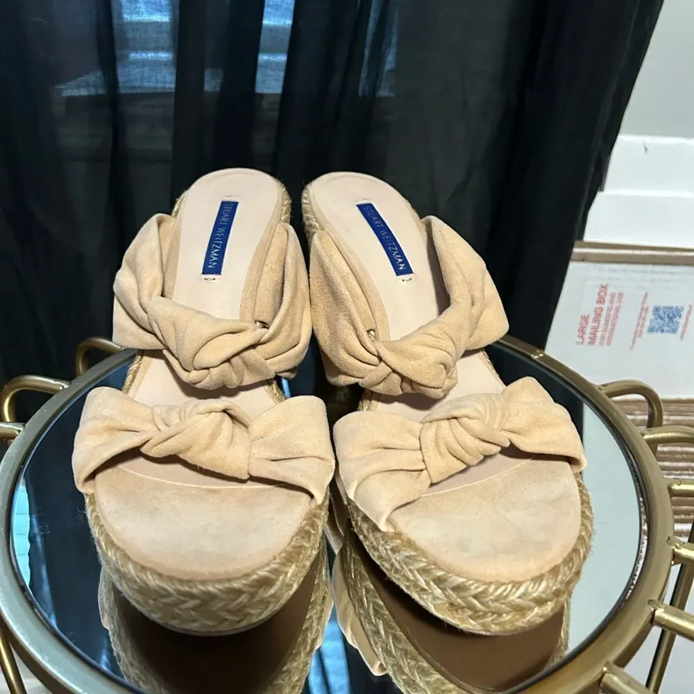 Stuart Weitzman Sarina Suede Espadrille Wedge Sandals